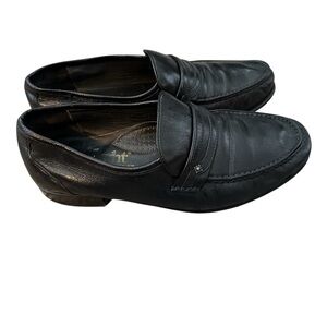 Wright Vintage Italian Leather Grandpa loafer Black sz